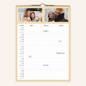 Calendrier mural - A3 Portrait - Familial 